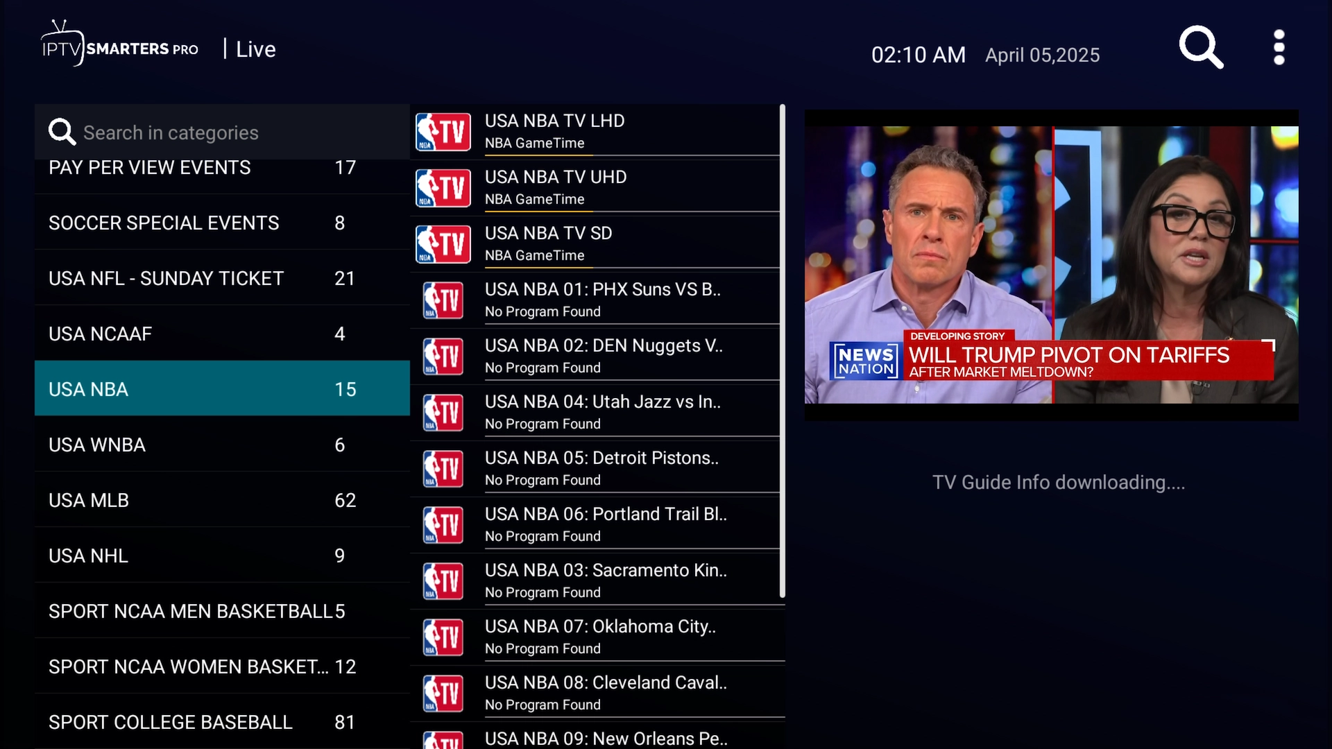 NBA and sports category